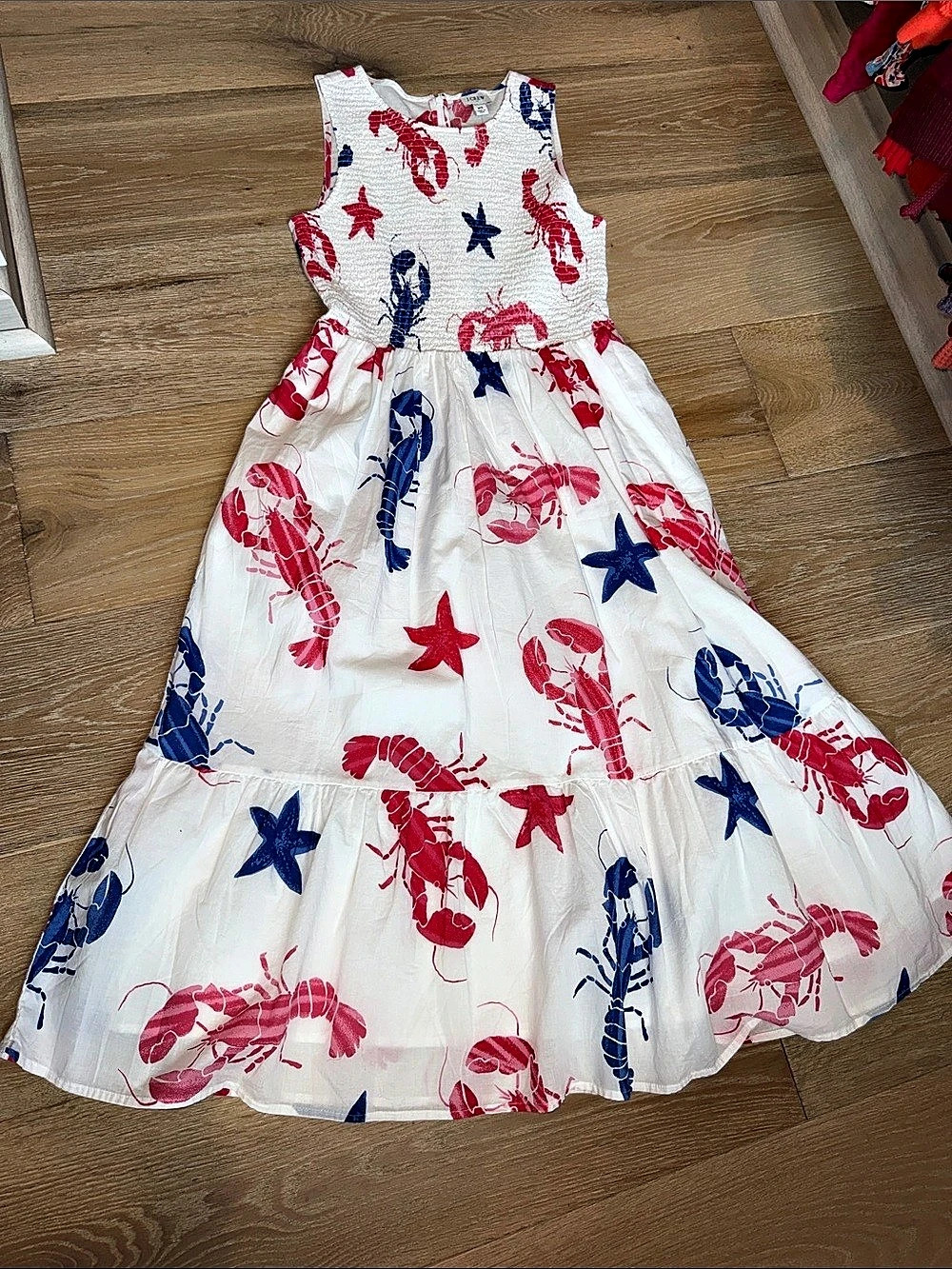 J.Crew Women’s Tiered Maxi Dress in Lobster & Starfish Print XS